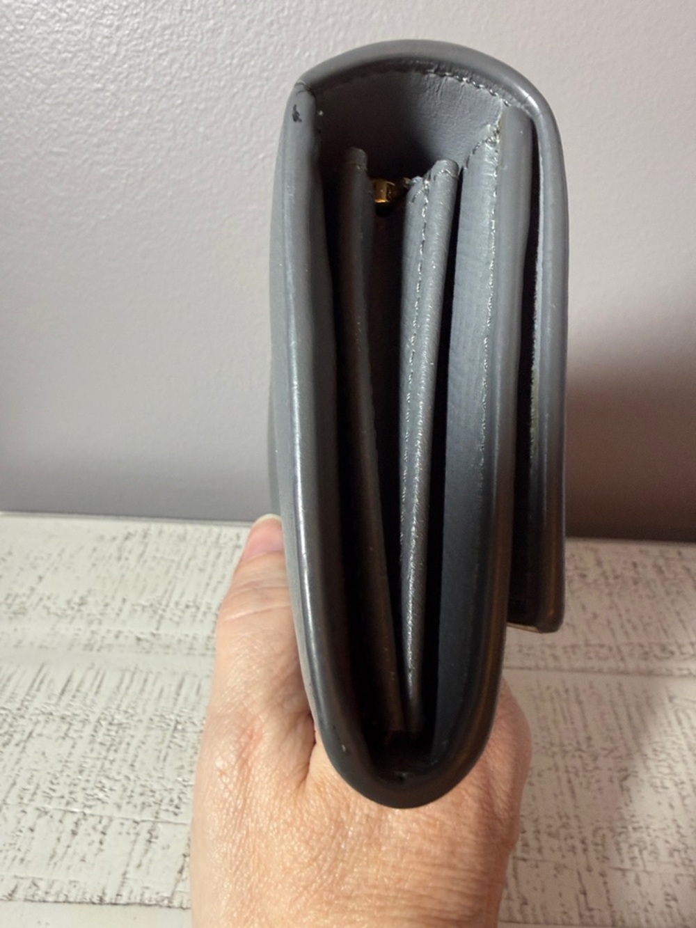 Celine Slate Gray Textured Leather Wallet Clutch - Picture 4 of 6